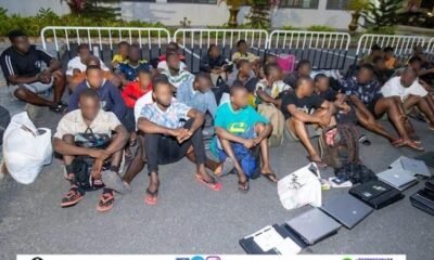 CID arrests five suspects and rescues 57 Nigerians from a human trafficking and cybercrime ring in Community 25, Accra.