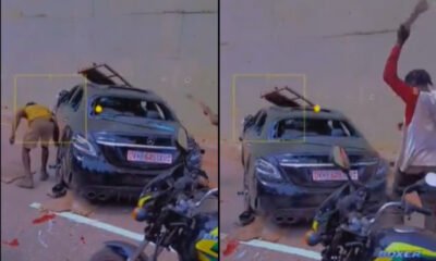 Irate youth vandalise Mercedes Benz after fatal tricycle crash at Achimota