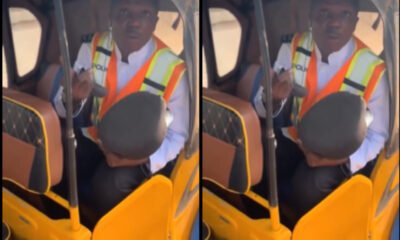 Passenger arguing with MTTD police officer over alleged bribe involving Pragya rider.