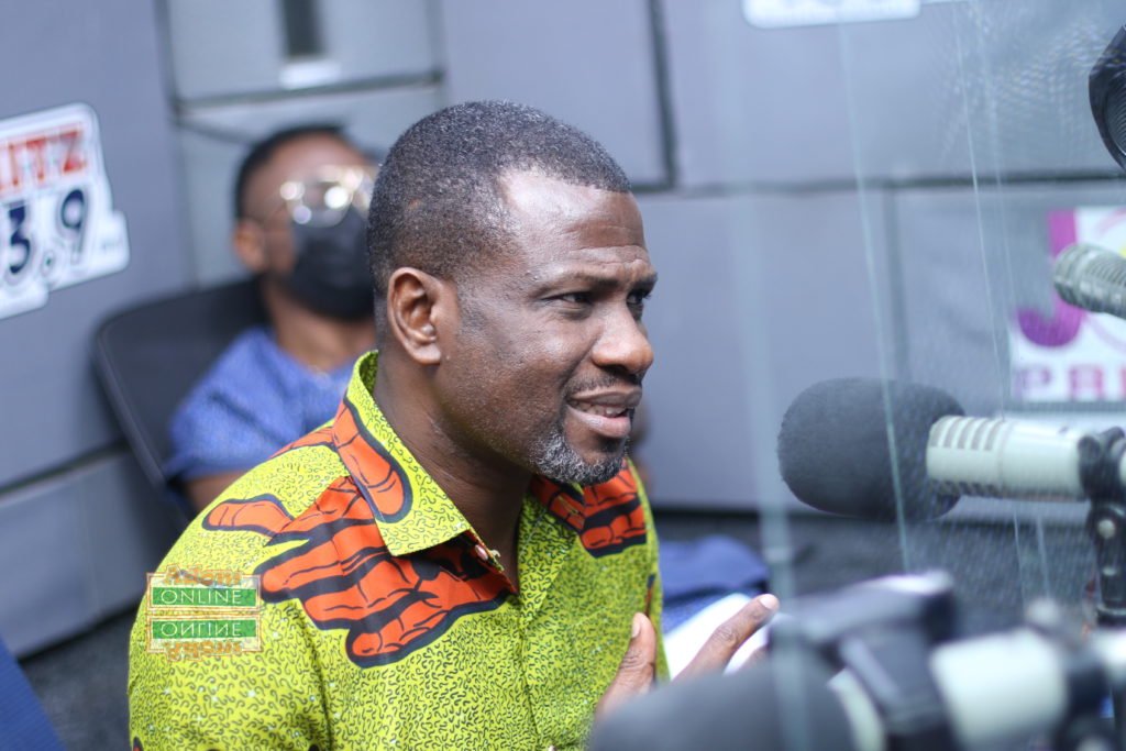 Mark Okraku Mantey speaking during a radio interview on Aluta FM.
