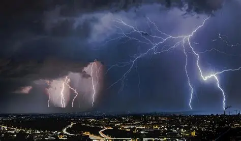 Cloudy sky with approaching thunderstorms over a Ghanaian cityscape.