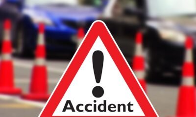 Wrecked Sprinter bus and taxi after fatal collision on Mamfe–Accra road