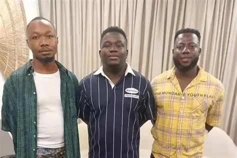 EOCO officials during announcement on cybercrime suspect Abu Trica