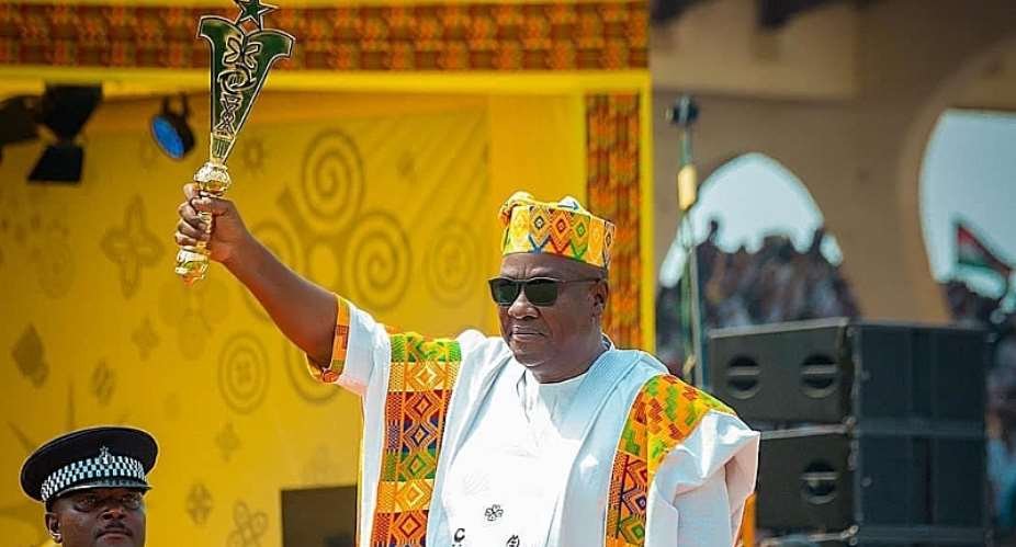 President John Dramani Mahama at Jubilee House forecourt during a national thanksgiving service