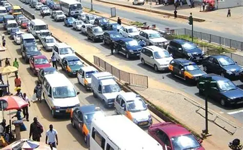Commercial buses in traffic congestion in Accra