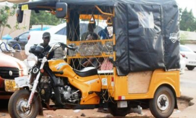 Commercial tricycle riders operating in an urban area in Ghana