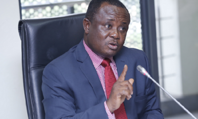 Joseph Osei Owusu speaking to the media at an NPP polling centre