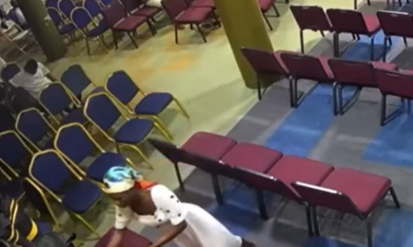 Grace Mountain Chapel auditorium after attempted fire outbreak