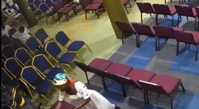 Grace Mountain Chapel auditorium after attempted fire outbreak