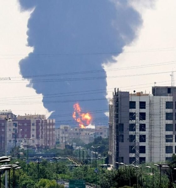 Smoke rising over an Iranian city following recent bombings